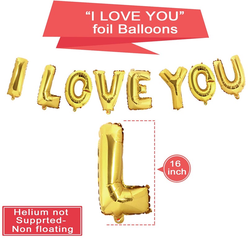 Golray 40 Pack I Love You Balloons and Heart Balloons Kit with 1000 Pcs Dark-Red Silk Rose Petals Wedding Flower Decoration Love-Bear Red Heart Balloons for Valentine Day Party Decorations - Image 3